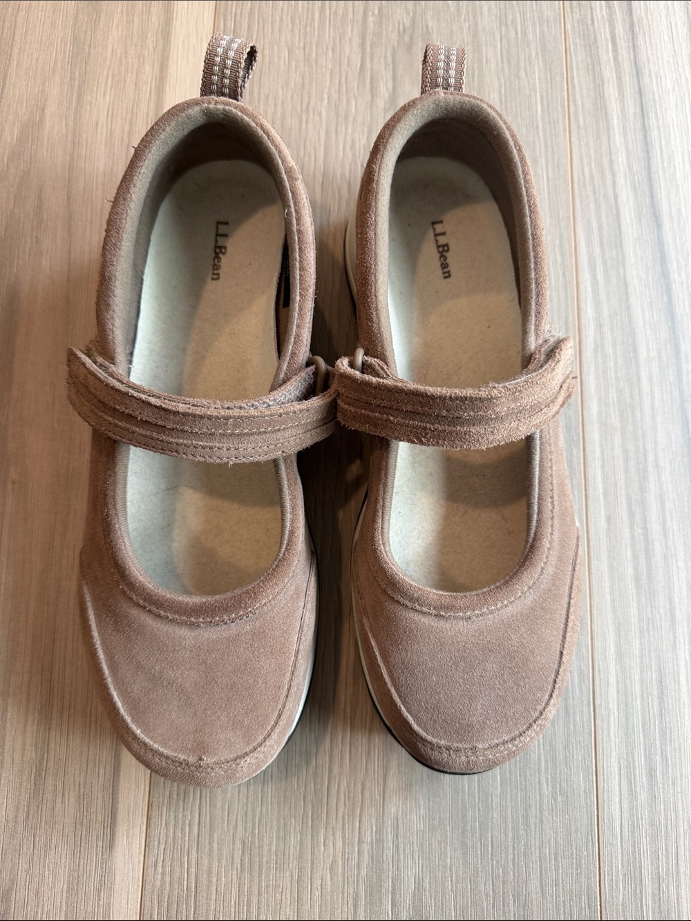 L.L. Bean Women's Taupe Suede Mary Jane Flats Size 8